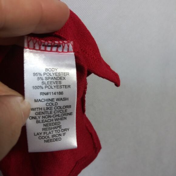 Love Scarlett Red Short Sheer Puff Sleeve Swiss Dot Size PL - Picture 7 of 8